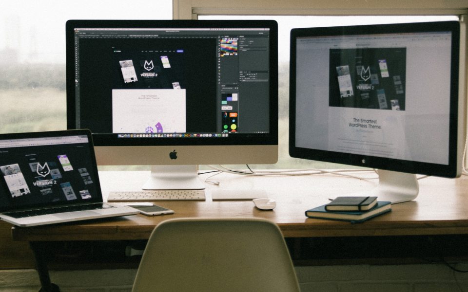 Typical work table, where a website is developed